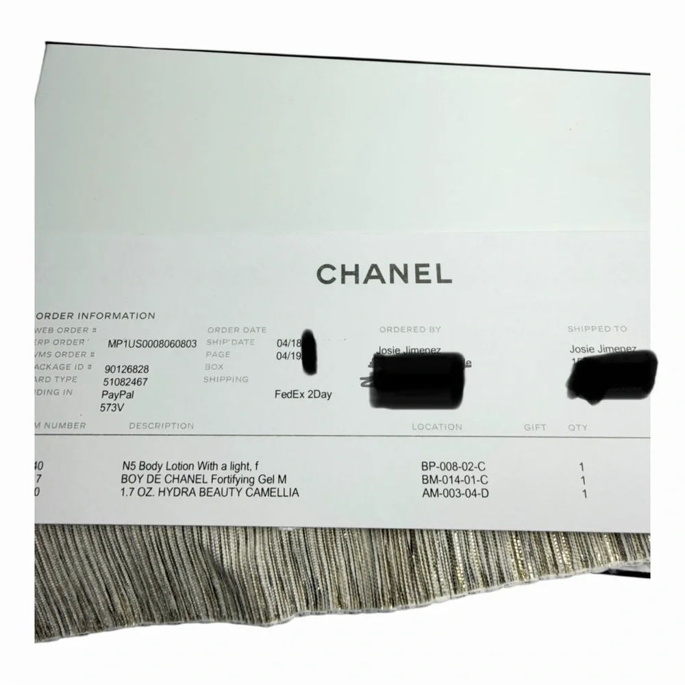 Chanel Authentic Gift Box & Envelope, Stamp Wrap w/ Logo Gold Ribbon & Packaging